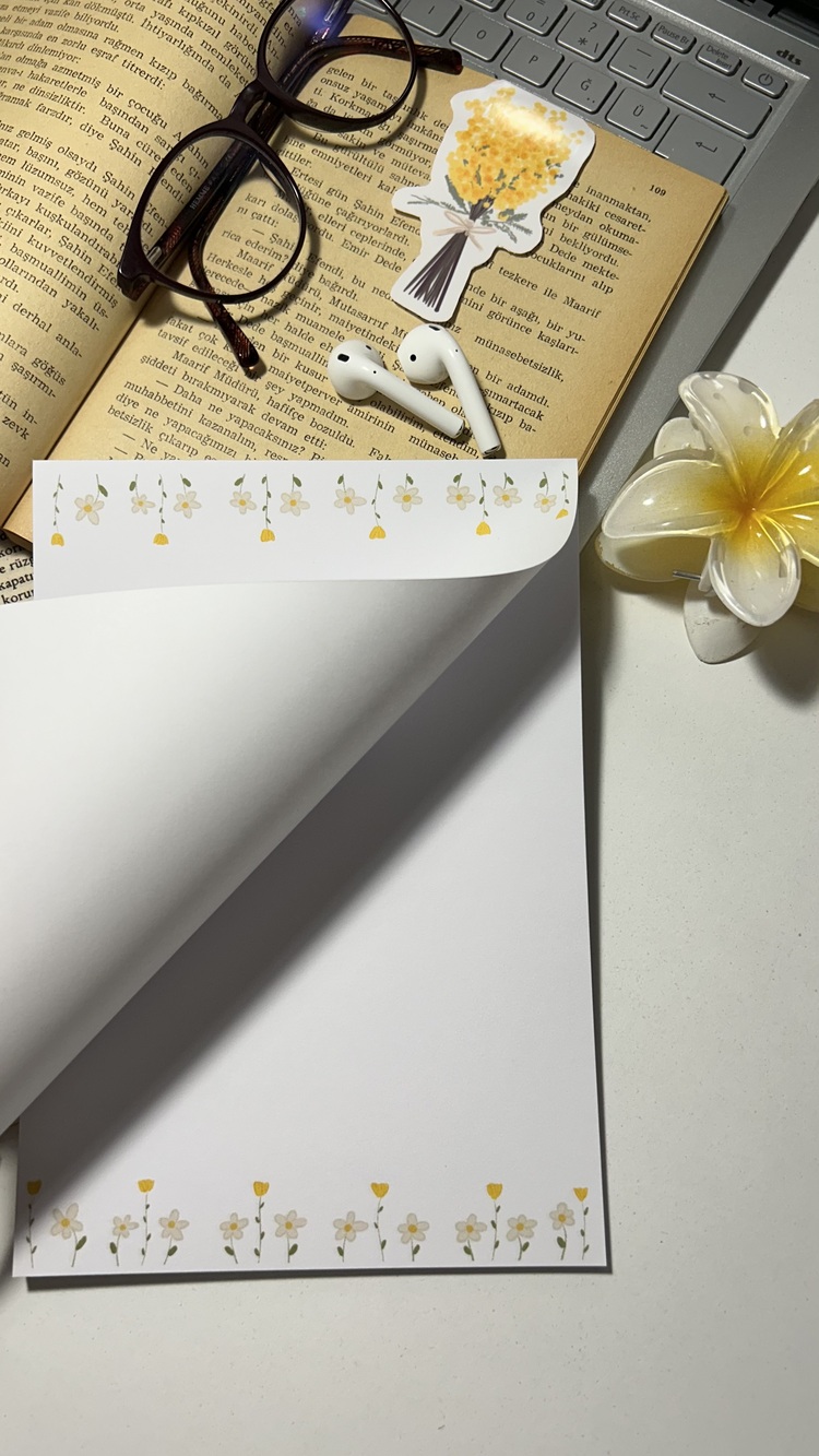 Papatya temalı notepad/memopad