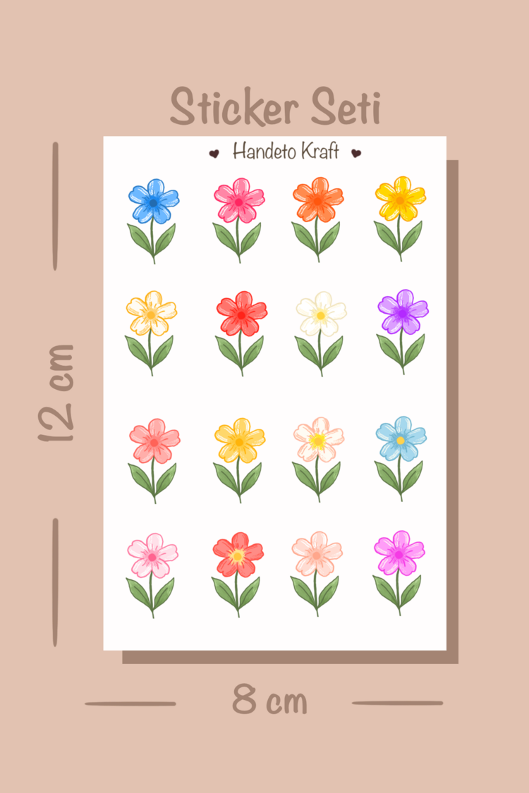 Çiçek Sticker, Planner Etiket, Çıkartma, Scrapbook, Journal Sticker, Stikır, Stiker