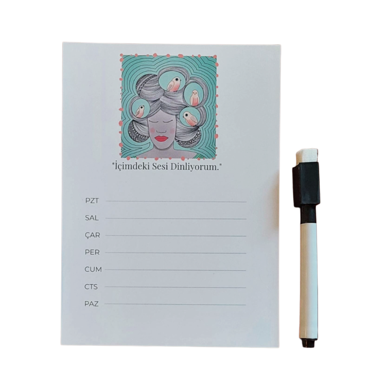İçimdeki Sesi Dinliyorum Poster baskı+ Planlama Magneti+ İkili Kart Postal Seti Hediye