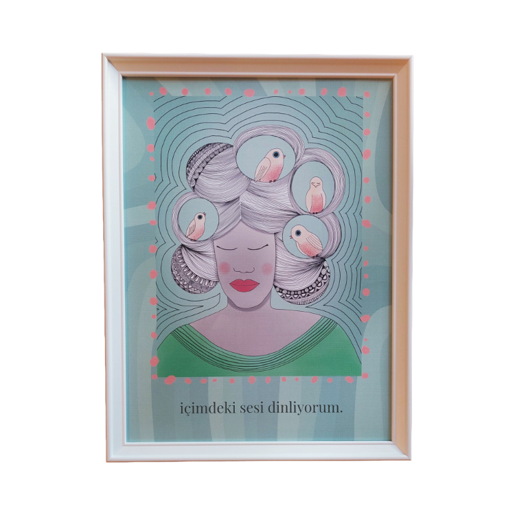 İçimdeki Sesi Dinliyorum Poster Baskı+ İkili Kart Postal Seti Hediye