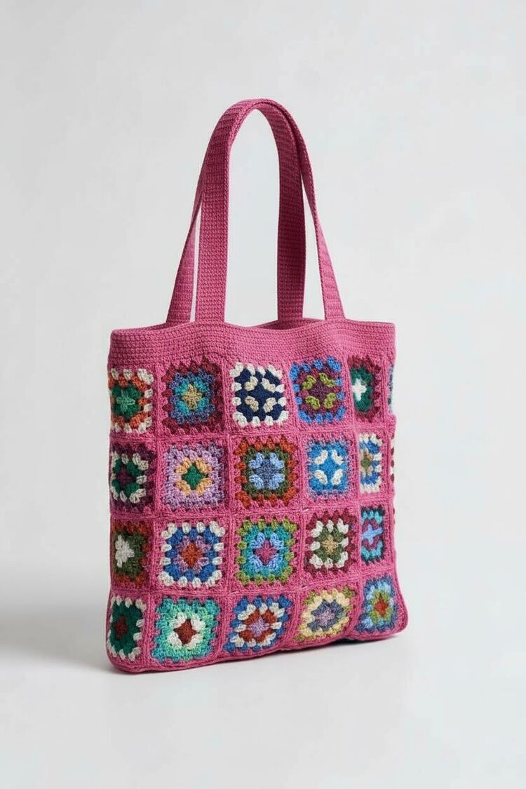 Örgü pembe granny çanta (ön sipariş verebilirsiniz) 