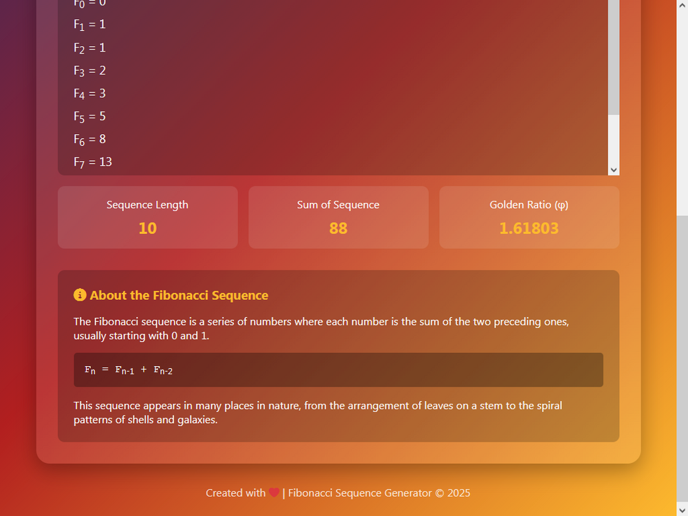  Fibonacci Sequence Generator