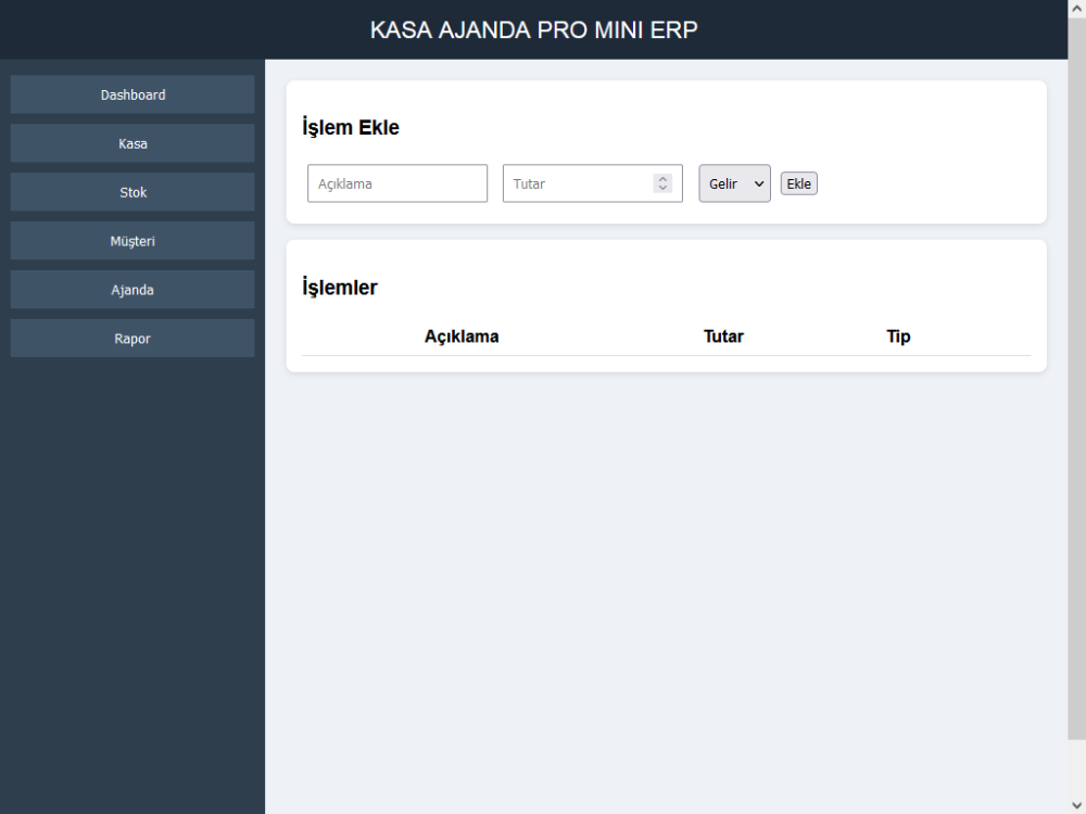 Kasa Ajanda Pro Mini ERP