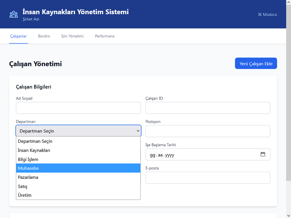 İK Yönetim Sistemi
