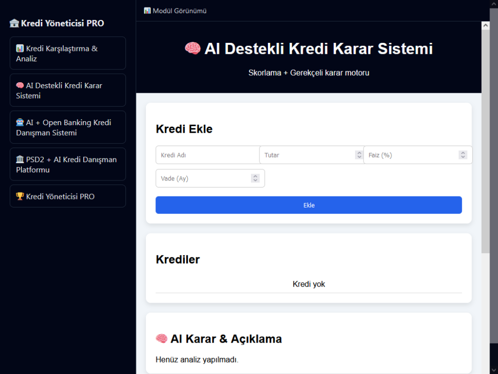 Kredi Yöneticisi PRO