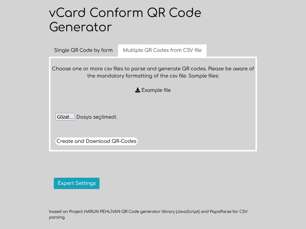 vCard Conform QR Code Generator
