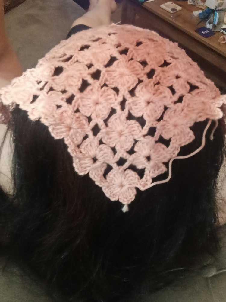 Pembe Çicek Desenli Bandana