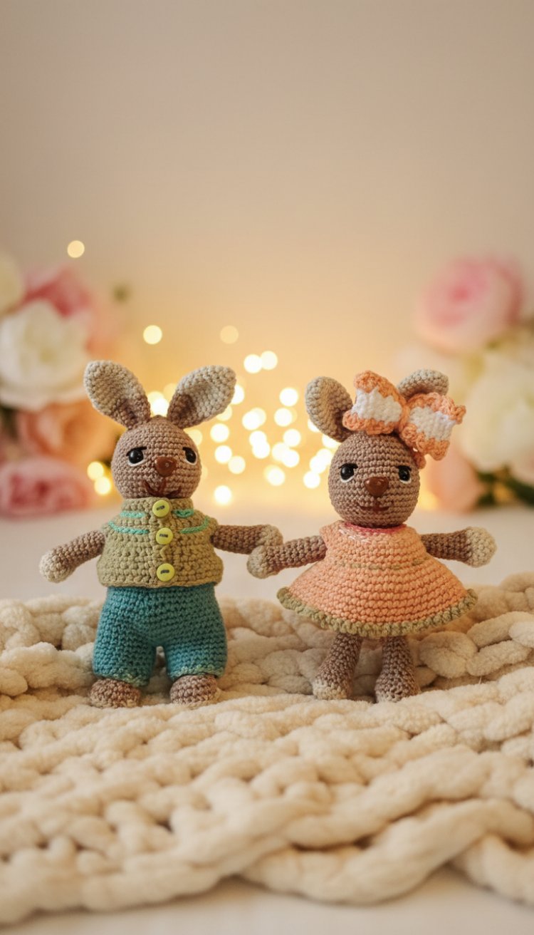 tavşan çift amigurumi