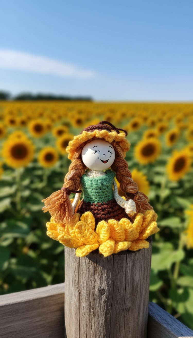 Mini ayçiçek amigurumi bebek