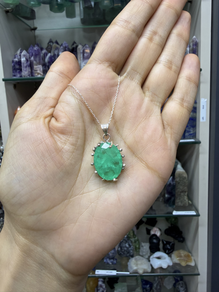 Paraiba Taşlı Gümüş kolye