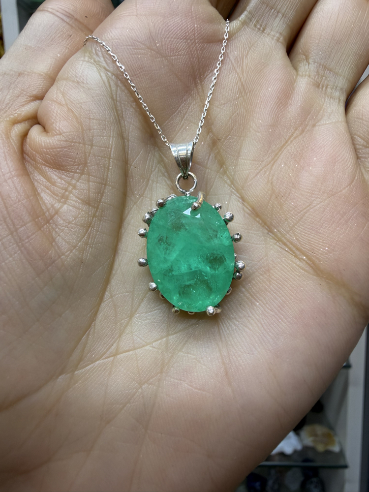 Paraiba Taşlı Gümüş kolye