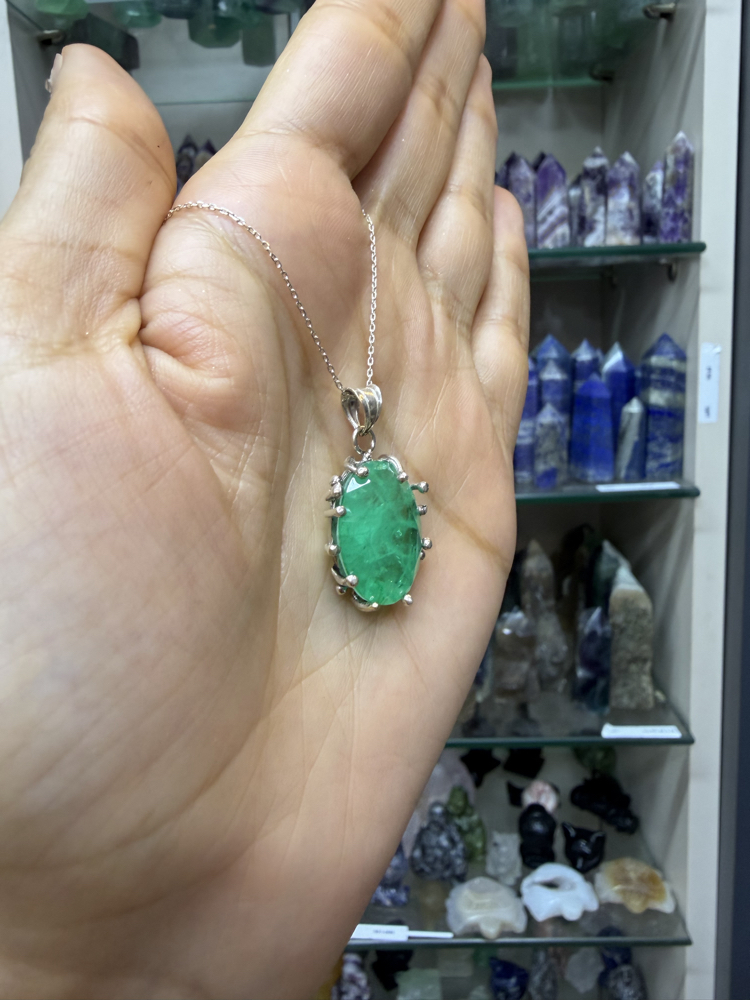 Paraiba Taşlı Gümüş kolye