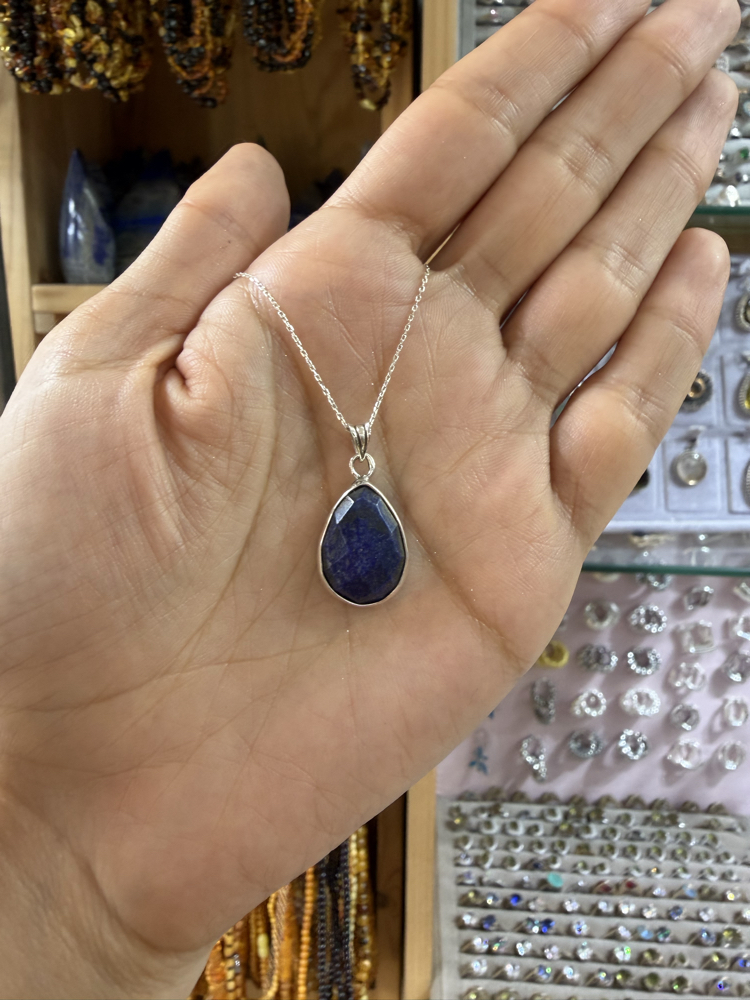 Lapis Lazuli Taşlı Gümüş Kolye