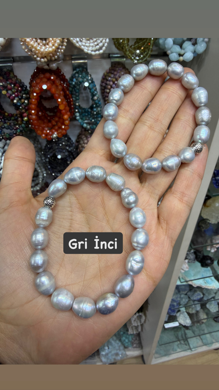 Doğal gri inci bileklik