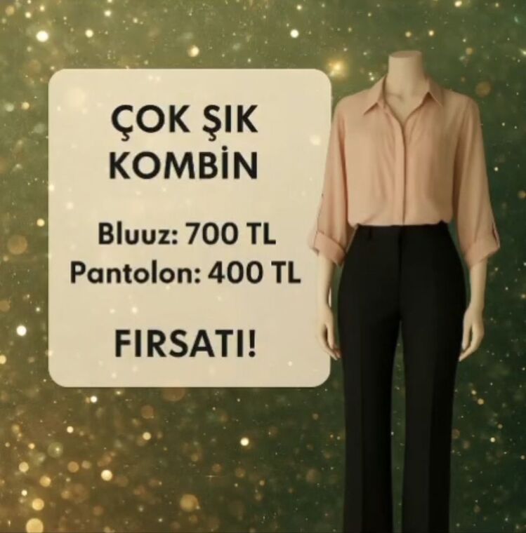 saten bluz klasik pantolon