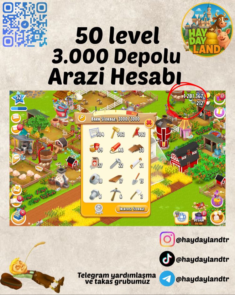 50+ LEVEL 3000 ARAZİ MALZEMESİ DOLU HESAP