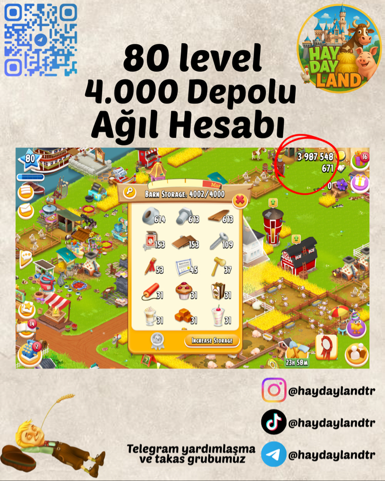 80+ LEVEL 4000 AĞIL MALZEMESİ DOLU HESAP