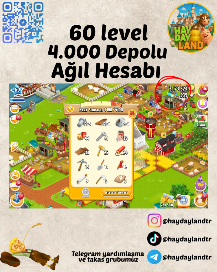 60+ LEVEL 4000 AĞIL MALZEMESİ DOLU HESAP