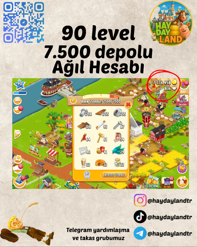 90+ LEVEL 7500 AĞIL MALZEMESİ DOLU HESA