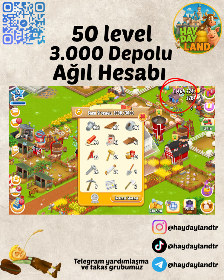 50+ LEVEL 3000 AĞIL MALZEMESİ DOLU HESAP