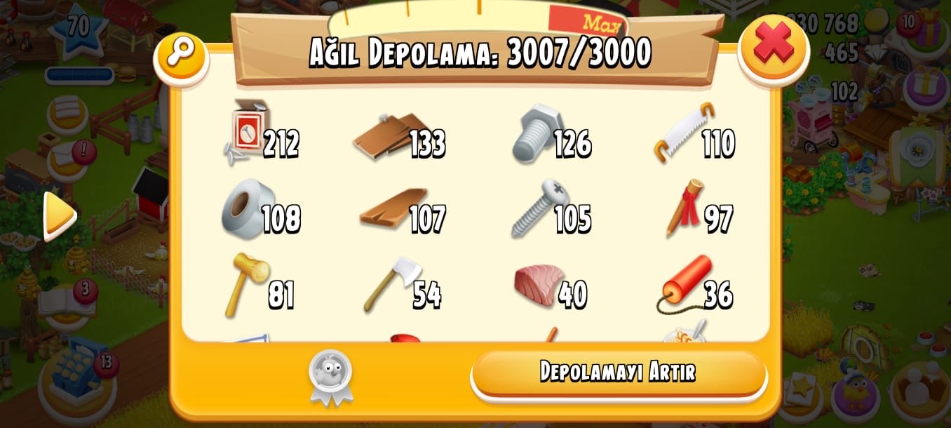 ⭐ GARANTİLİ⭐70 LEVEL 3000 AĞIL 1000 AMBAR ARAZİSİ AÇIK OYUN 