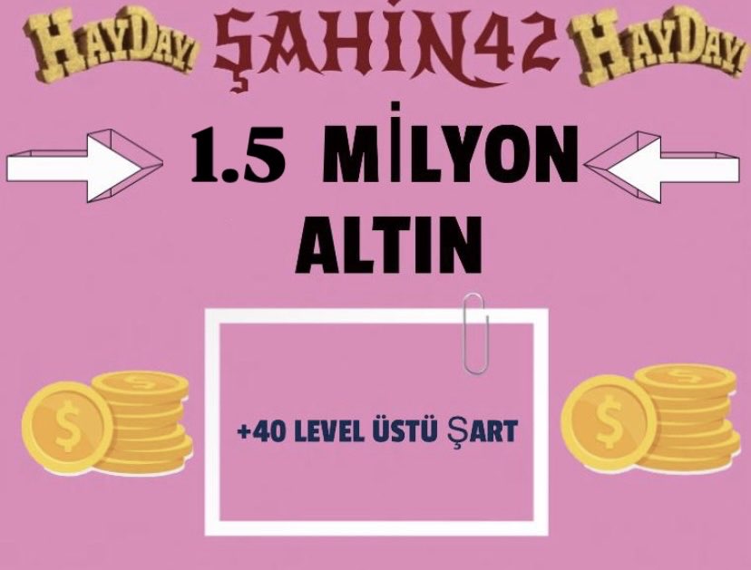 1.5 MİLYON ALTIN (40 LEVEL VE ÜSTÜNE)