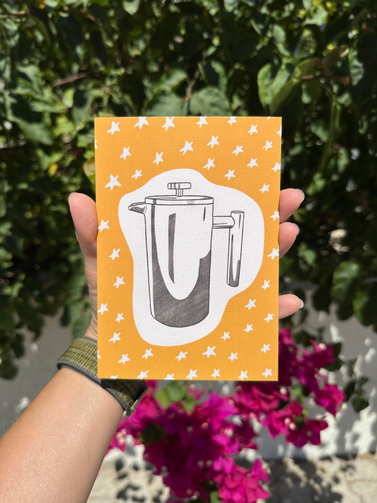 “French Press” İllüstrasyon Kartpostal