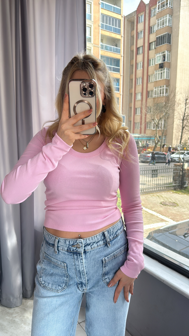 Pembe kaşkorse bluz