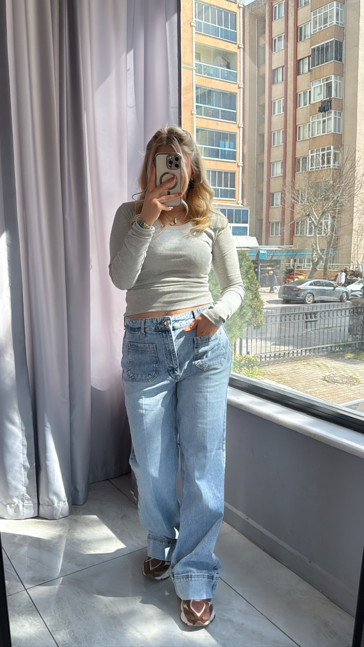 Gri kaşkorse bluz