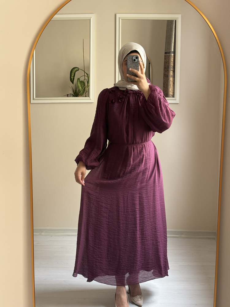 Güllü Elbise Mürdüm
