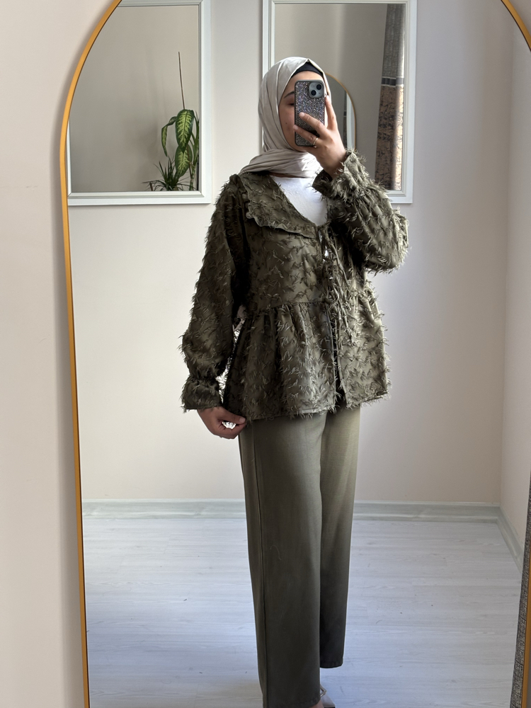 Büzgülü Kesme Pantolon Takım