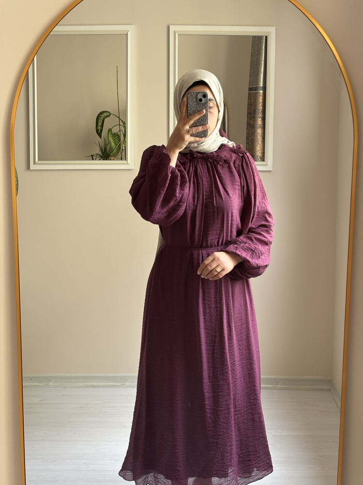 Güllü Elbise Mürdüm