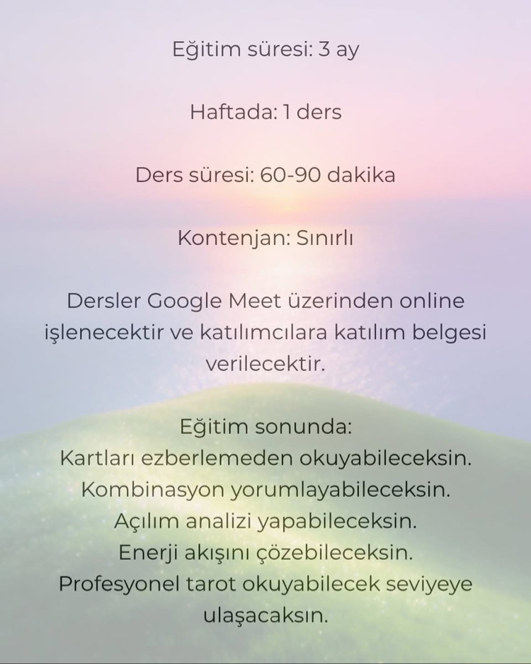 Tarot Eğitim Sınıfı • Ağustos (Aylık Ücret)