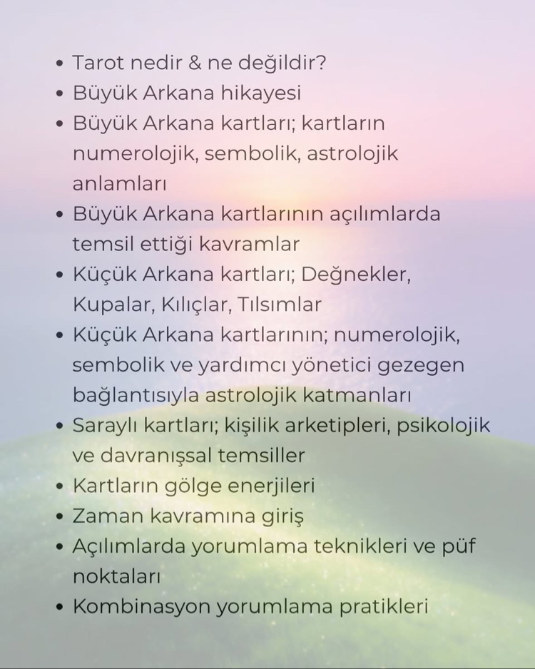 Tarot Eğitim Sınıfı • Ağustos (Aylık Ücret)