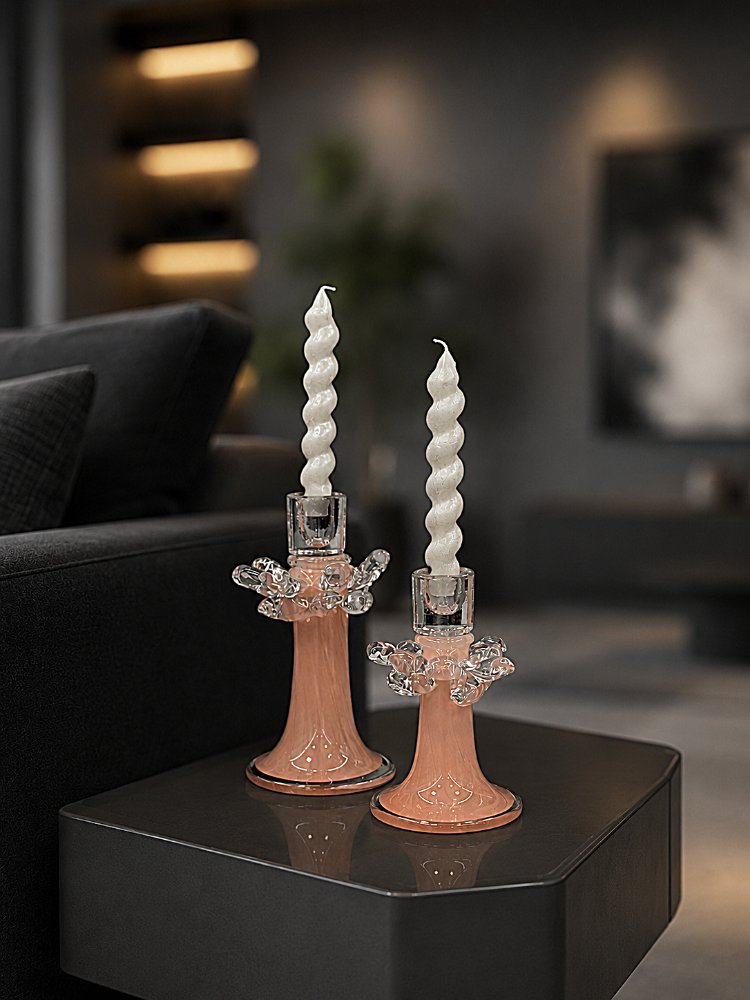 2 Lİ HANDMADE KRİSTAL CAM MUMLUK