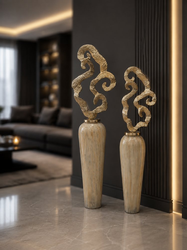 2 Lİ PREMİUM ORLENA CAM GOLD METAL DETAYLI KÖŞE KÜP SETİ