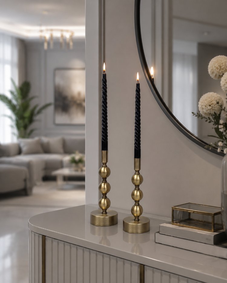 2 Lİ ESKİTME METAL TOP MUMLUK SETİ 
