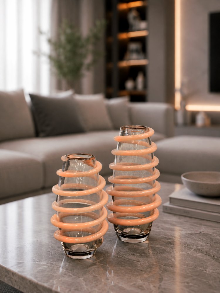 2 Lİ HANDMADE SARMAL DETAYLI VAZO SETİ