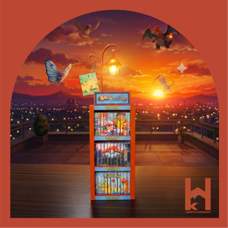 POKEMON - MİNİ KÜTÜPHANE VE GECE LAMBASI - ( 35X10,5X5,5 )