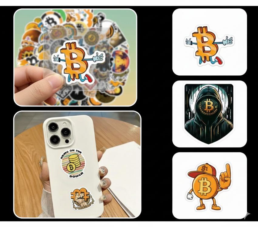 Bitcoin Temalı 60'lı Kripto Sticker Seti - Laptop, Telefon ve Kasa İçin HODL Paketi