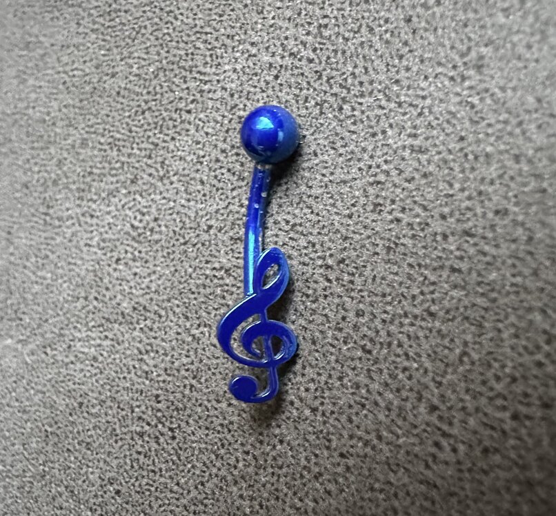 Mavi Sol Anahtarı Çelik Piercing