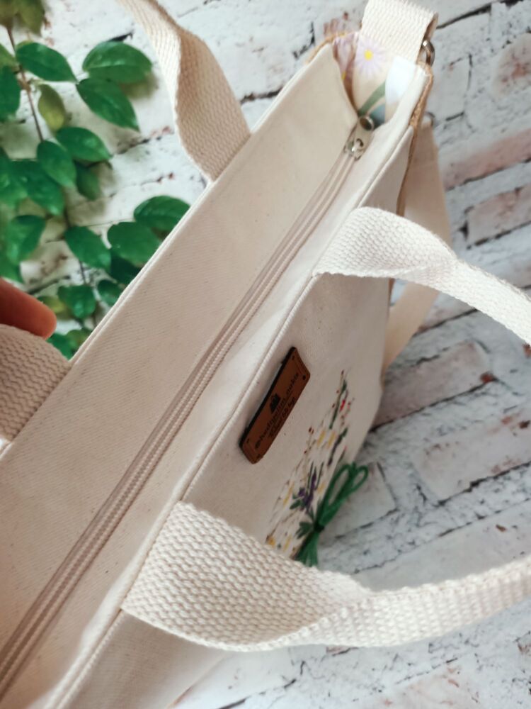 Papatya buketi tote çanta 