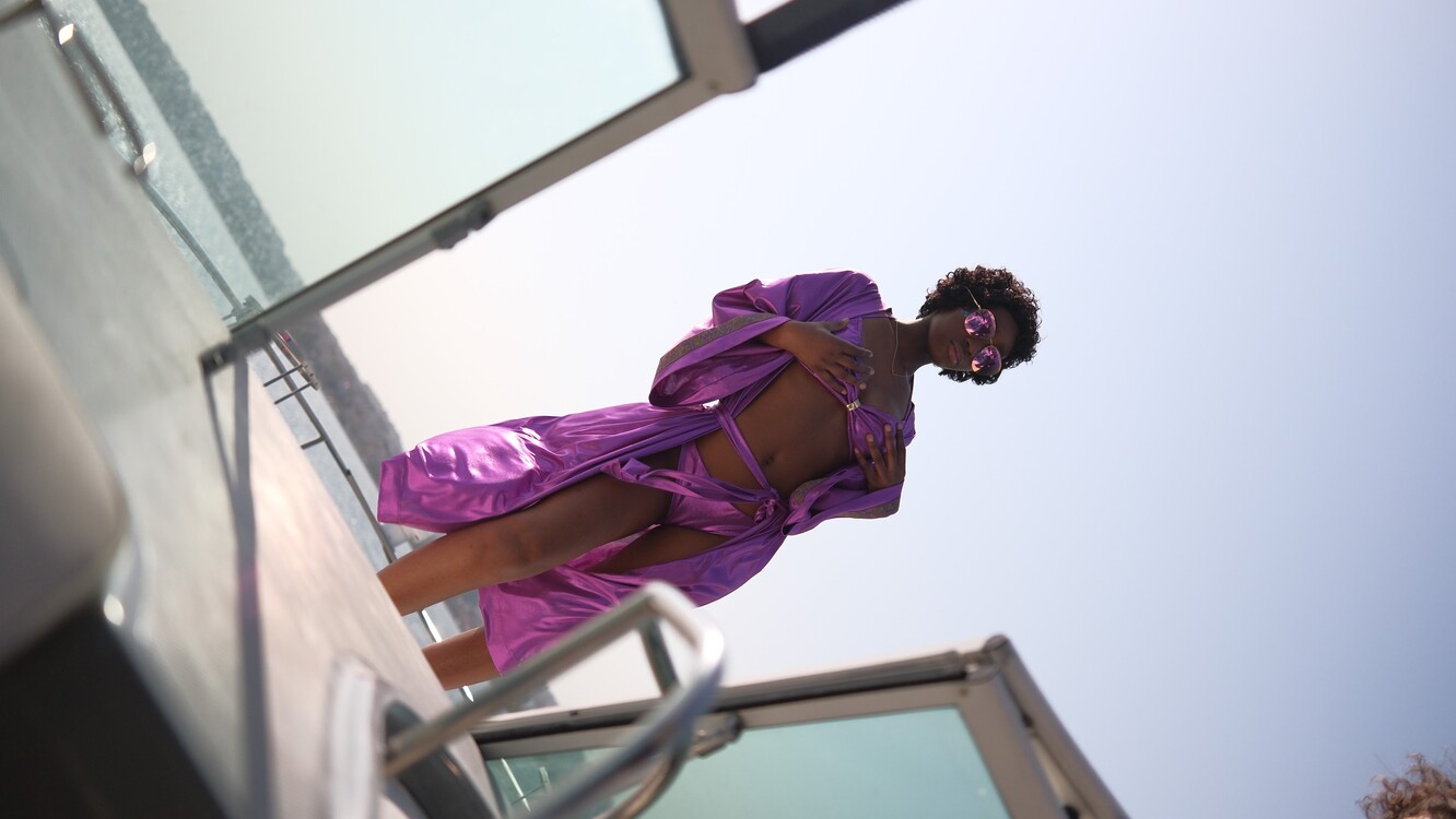 Asetat Kumaş Kimono ve Bikini Takımı