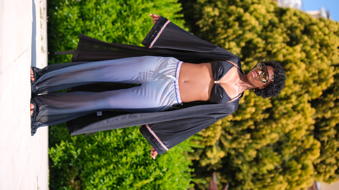 Asetat Kumaş Kimono ve Bikini Takımı