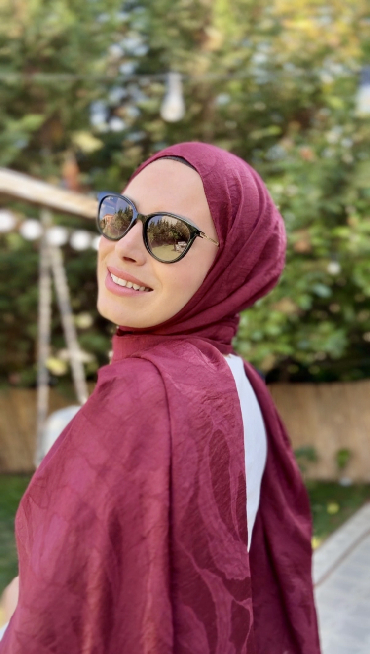 Bordo Dalgalı Desenli İpeksi Yazlık Şal