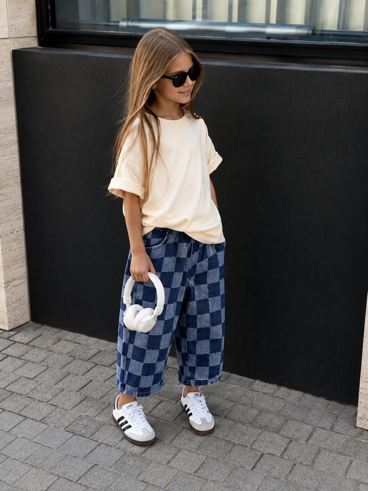 Laciel Paris Unisex Damalı Baloon Jean