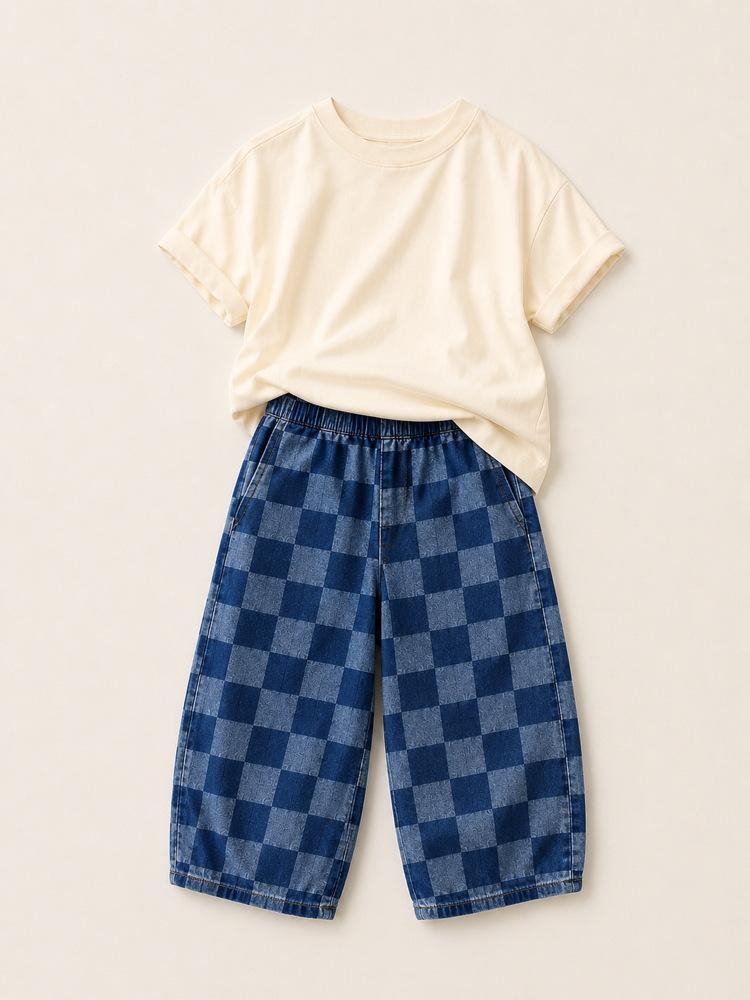 Laciel Paris Unisex Damalı Baloon Jean