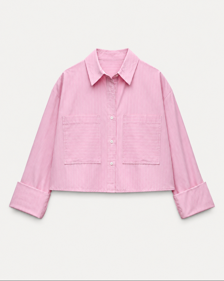 Crop Poplin Gömlek Pembe