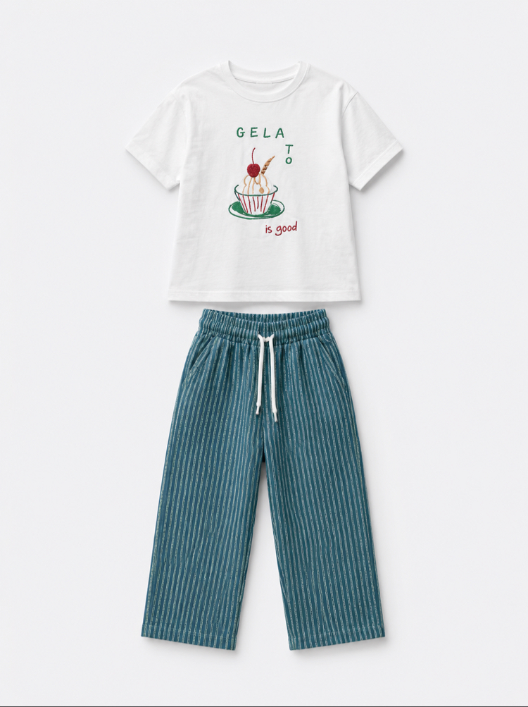 Unisex Gelato Nakışlı Turkuaz Takım