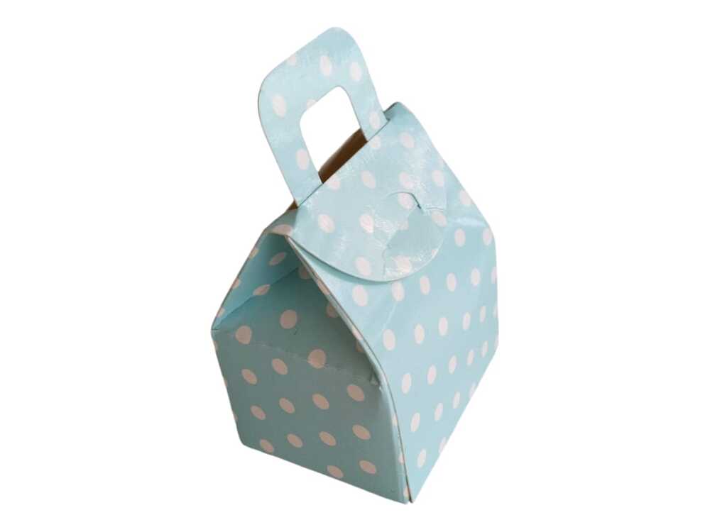 Hediyelik Çanta Mavi Puanlı Kutu Kına Kutusu Lokum Kutusu 5,5x6,5x4 Cm Paket 25 Li